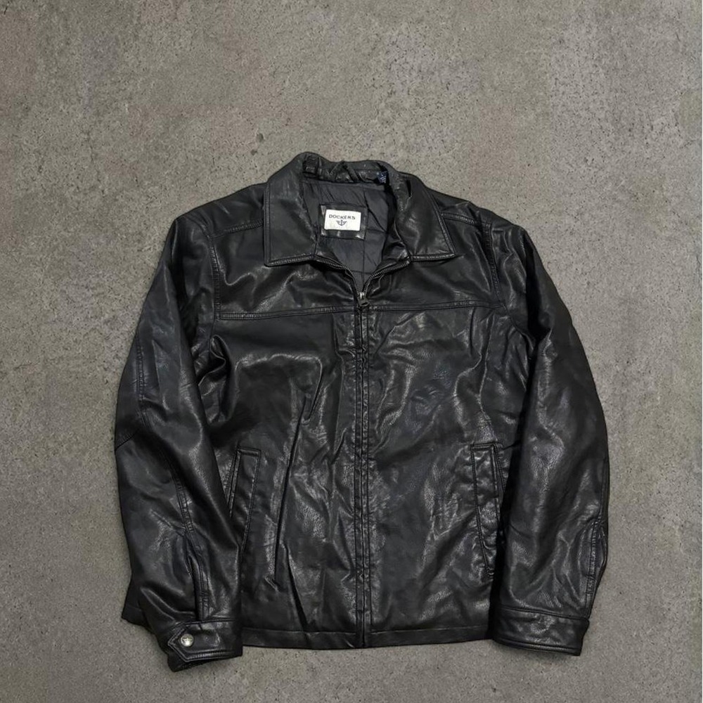 2000s Dockers y2k grunge black leather jacket